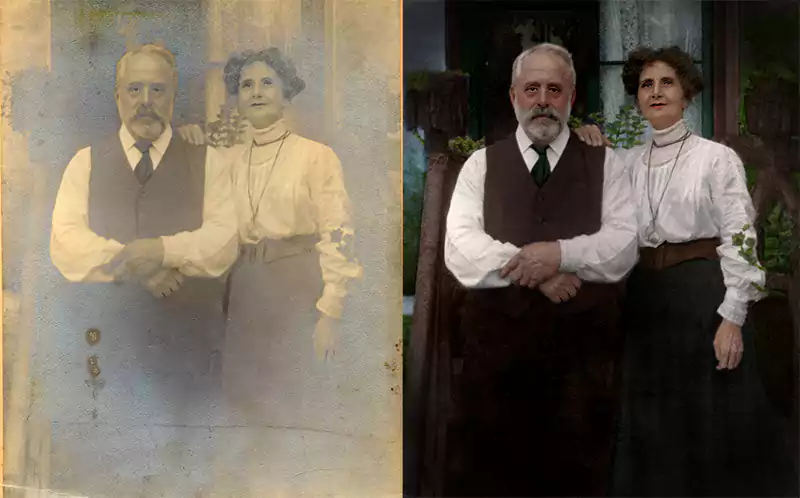 An Edwardian photographed restored and colourised.